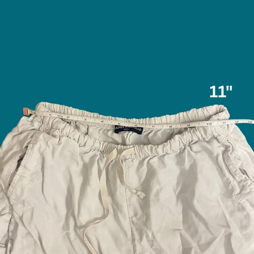 Brandy Melville Cream Drawstring Cotton Blend Shorts (OS) - Picture 3 of 7